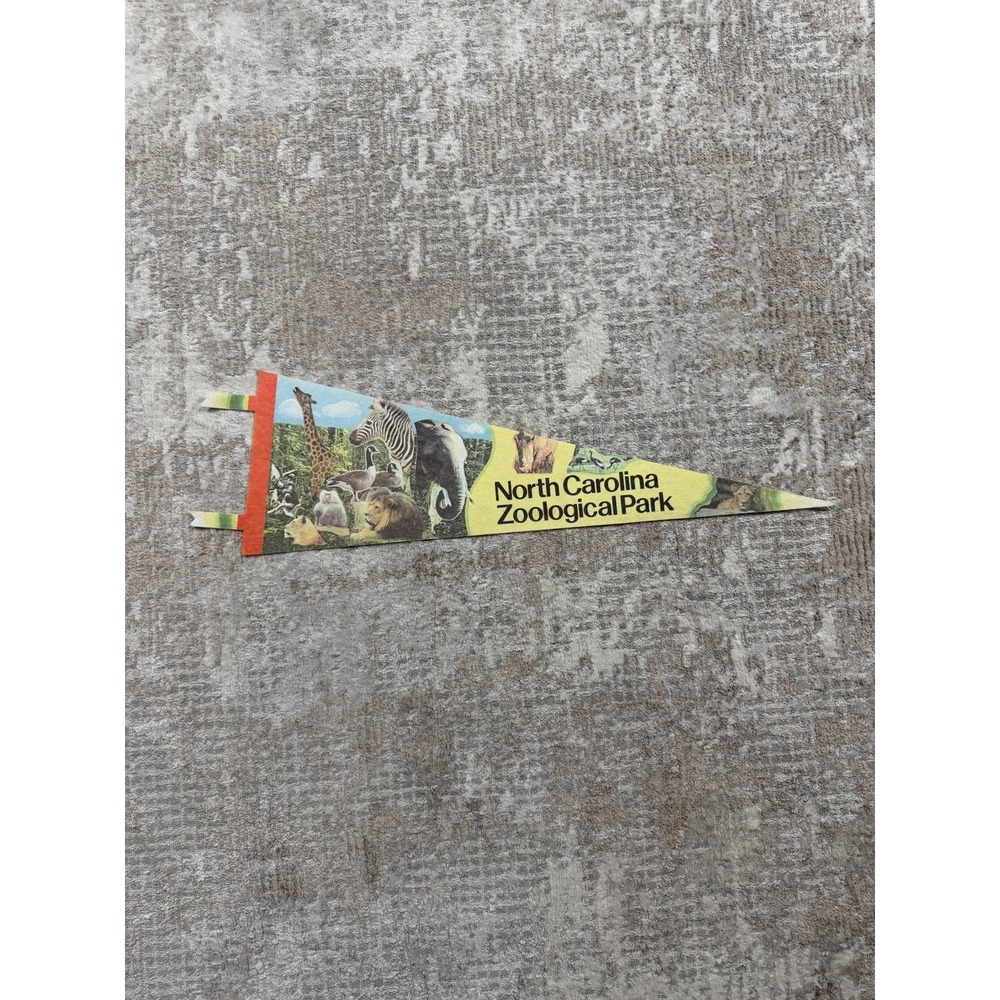 Vintage 90s North Carolina Zoological Park Pennant Wall Decor Flag